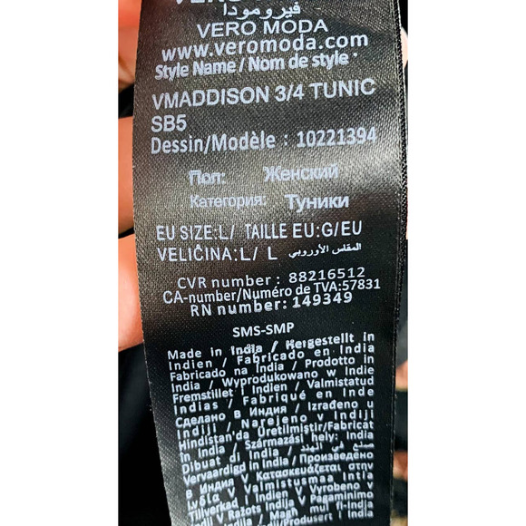 Vero Moda Mix Print Paisley 3/4 Sleeve Sheer Mini Smock Dress Multicolor Large - Picture 12 of 12